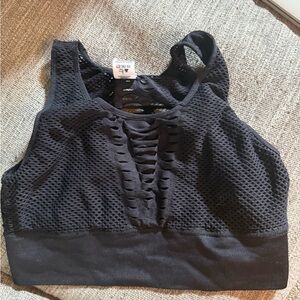 Elegant Black Mesh Sports Bra
